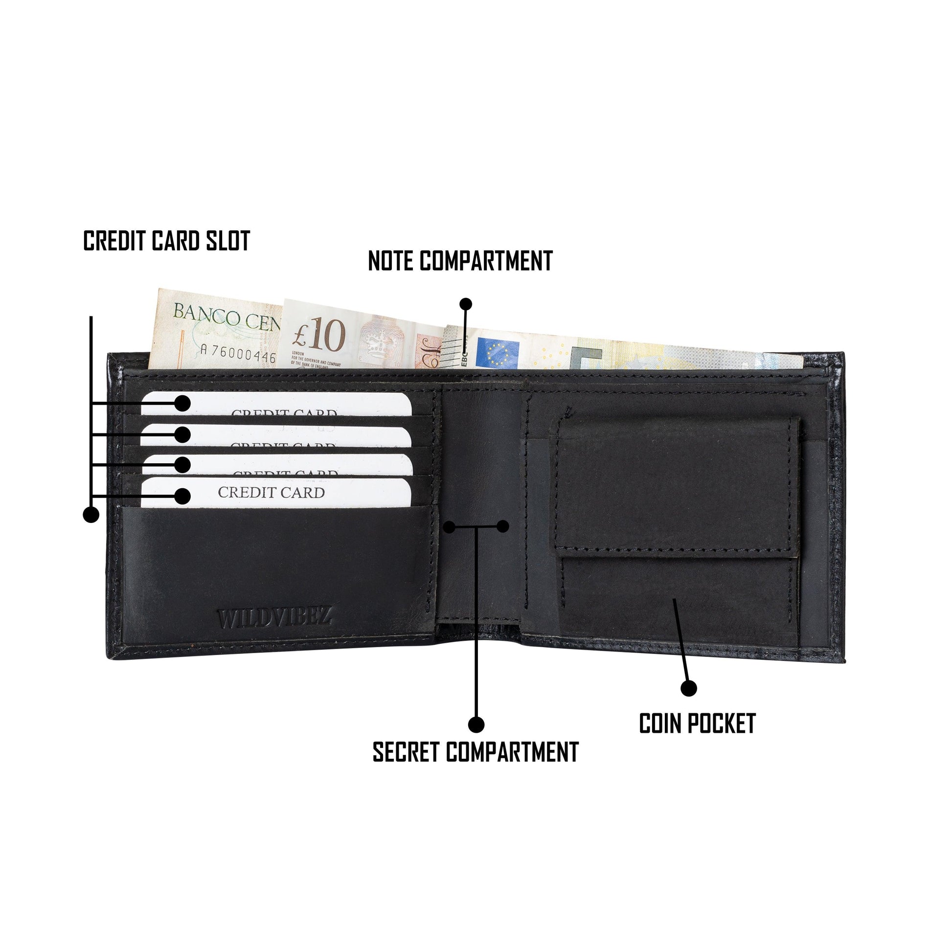 De Rigor Bi Fold Men Wallet Black - WILDVIBEZ