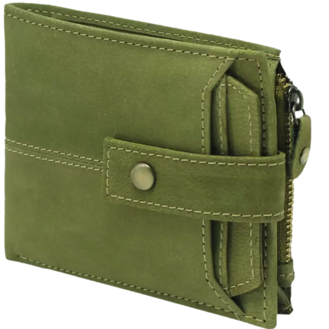 Radiant R Olive Green Leather Wallet For Men | RFID Wallet