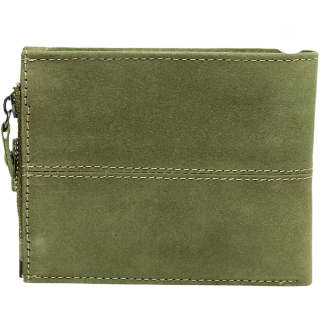 Radiant R Olive Green Leather Wallet For Men | RFID Wallet