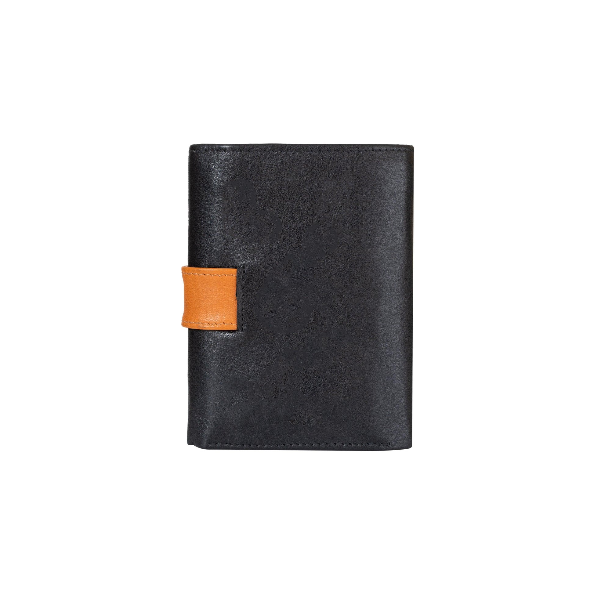 Fem Folio Tri Fold Ladies Wallet - Black & Tan - WILDVIBEZ